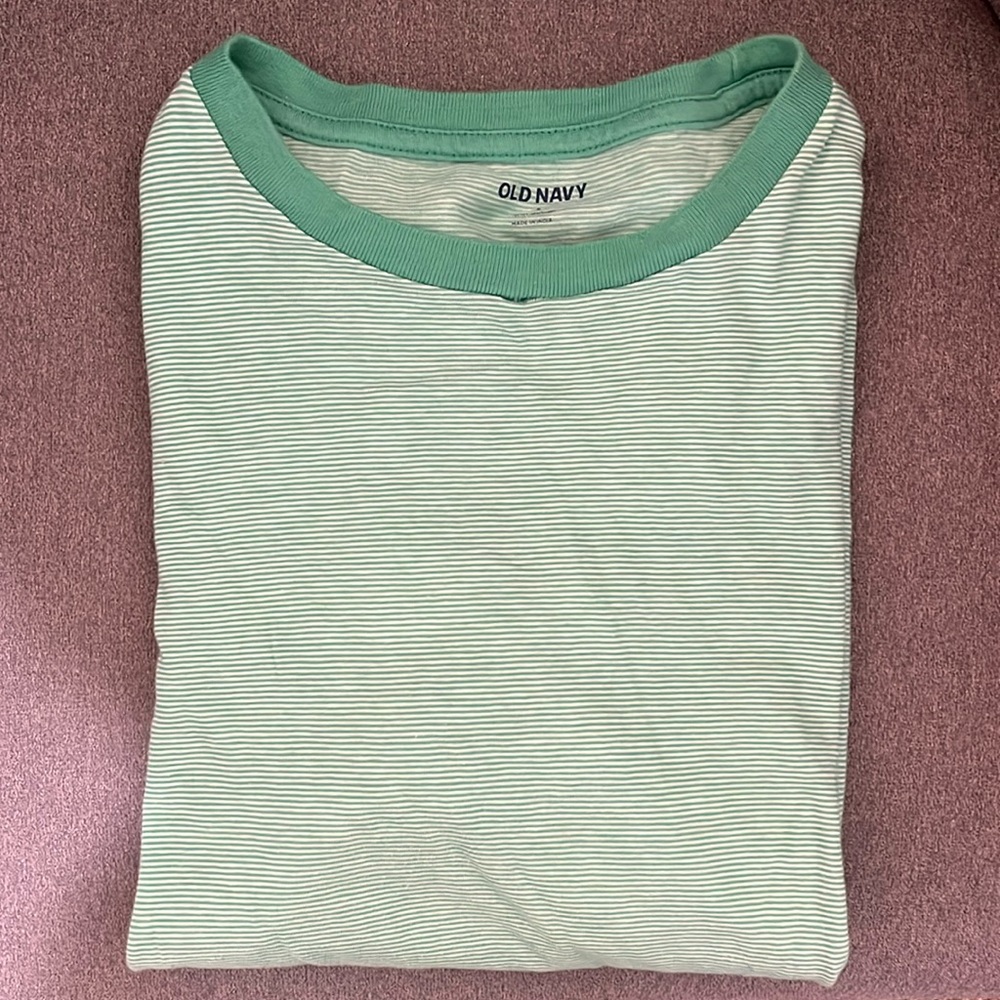 Men’s Small Green Striped T-Shirt Old Navy